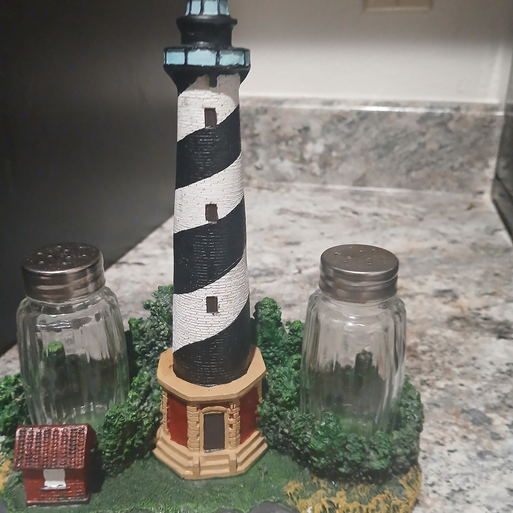 Lighthouse Salt and Pepper Shaker Set - Black and White